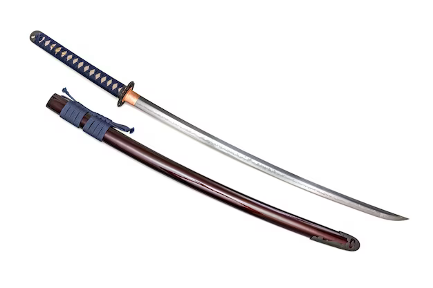 Japanese sword on a white background
