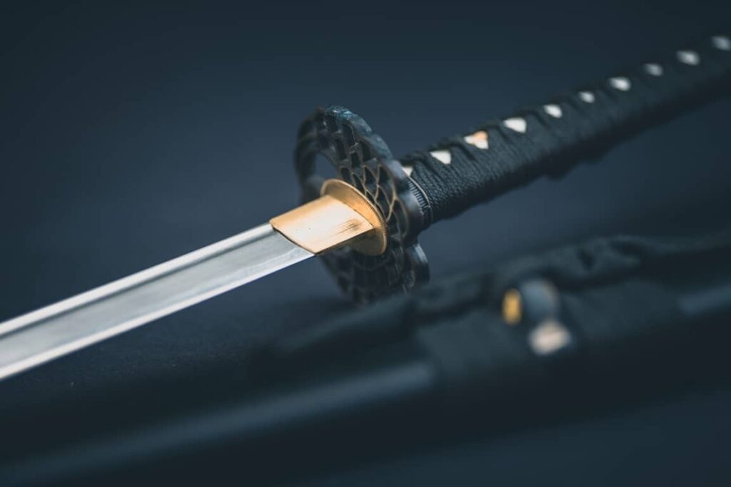 Samurai sword on a black background